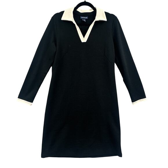 Ann Taylor Knit Sweater Dress 10 Wool Shift Black Career Business Preppy Basic - Picture 1 of 16